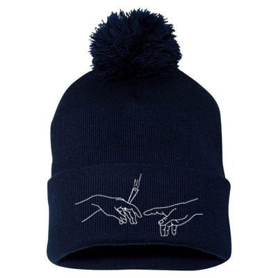 Michelangelo Creation Of Adam Hand Of God With Joint Pom Pom 12in Knit Beanie