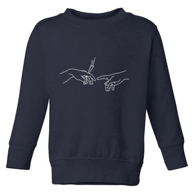 Michelangelo Creation Of Adam Hand Of God With Joint Toddler Sweatshirt