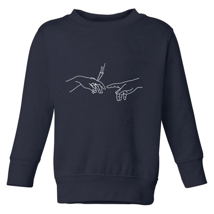 Michelangelo Creation Of Adam Hand Of God With Joint Toddler Sweatshirt