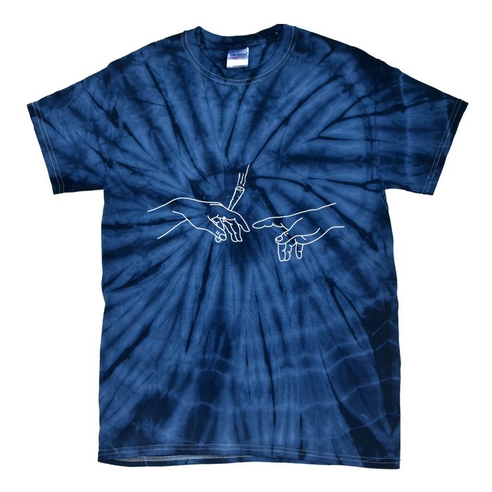 Michelangelo Creation Of Adam Hand Of God With Joint Tie-Dye T-Shirt