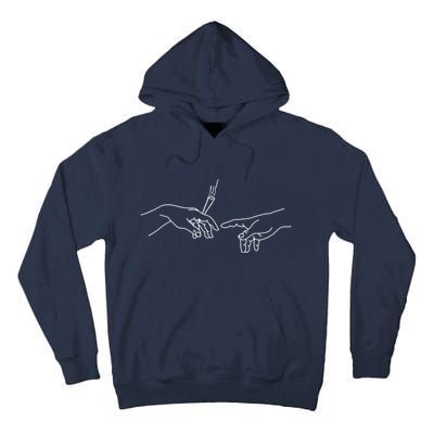 Michelangelo Creation Of Adam Hand Of God With Joint Tall Hoodie