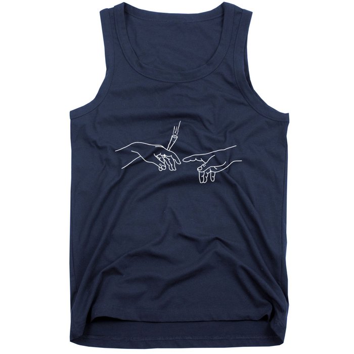 Michelangelo Creation Of Adam Hand Of God With Joint Tank Top