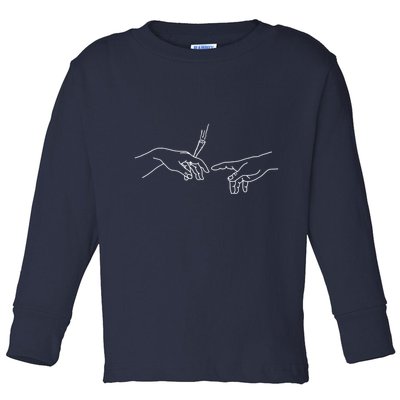 Michelangelo Creation Of Adam Hand Of God With Joint Toddler Long Sleeve Shirt