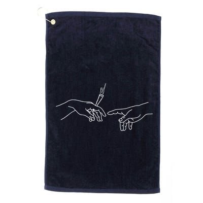 Michelangelo Creation Of Adam Hand Of God With Joint Golf Towel