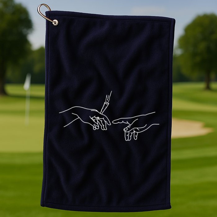 Michelangelo Creation Of Adam Hand Of God With Joint Golf Towel
