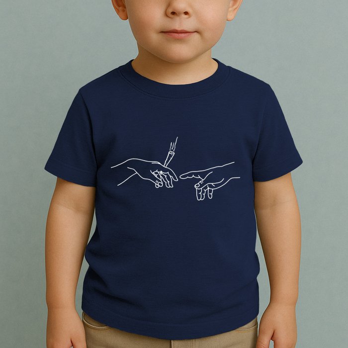 Michelangelo Creation Of Adam Hand Of God With Joint Toddler T-Shirt