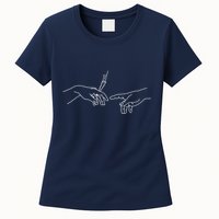 Michelangelo Creation Of Adam Hand Of God With Joint Womens T-Shirt