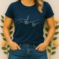 Michelangelo Creation Of Adam Hand Of God With Joint Womens T-Shirt