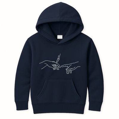 Michelangelo Creation Of Adam Hand Of God With Joint Kids Hoodie