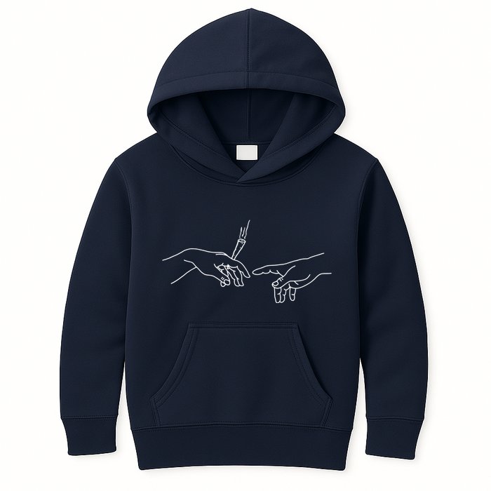 Michelangelo Creation Of Adam Hand Of God With Joint Kids Hoodie