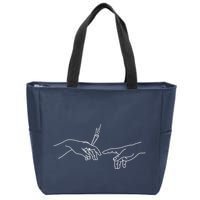 Michelangelo Creation Of Adam Hand Of God With Joint Zip Tote Bag