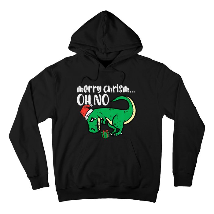 Merry Christmas Oh No Trex Funny Xmas Dino Hoodie