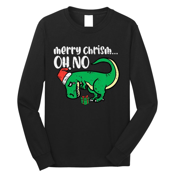 Merry Christmas Oh No Trex Funny Xmas Dino Long Sleeve Shirt