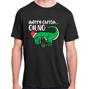 Merry Christmas Oh No Trex Funny Xmas Dino Adult ChromaSoft Performance T-Shirt