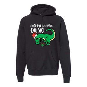 Merry Christmas Oh No Trex Funny Xmas Dino Premium Hoodie