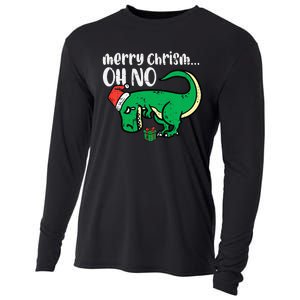 Merry Christmas Oh No Trex Funny Xmas Dino Cooling Performance Long Sleeve Crew