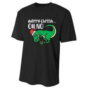 Merry Christmas Oh No Trex Funny Xmas Dino Performance Sprint T-Shirt