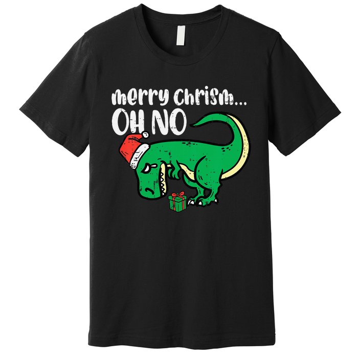 Merry Christmas Oh No Trex Funny Xmas Dino Premium T-Shirt