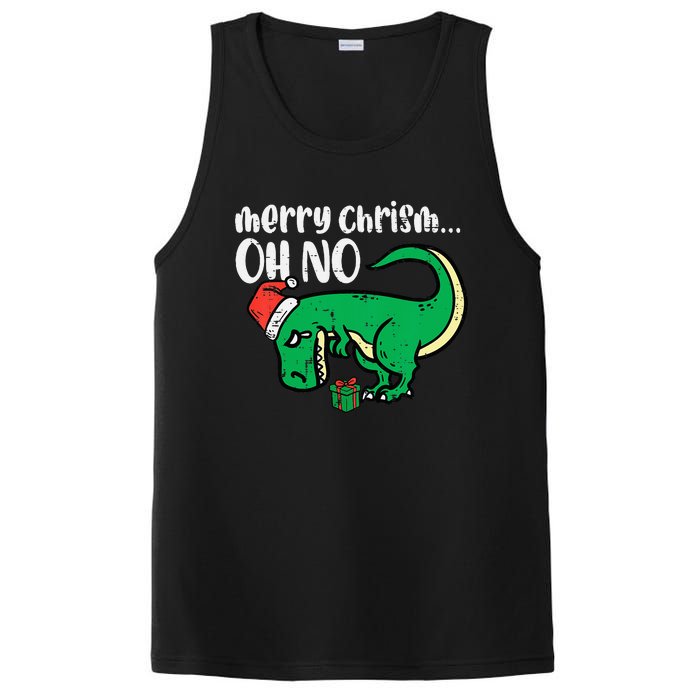 Merry Christmas Oh No Trex Funny Xmas Dino PosiCharge Competitor Tank