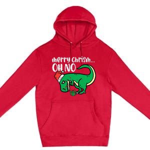 Merry Christmas Oh No Trex Funny Xmas Dino Premium Pullover Hoodie