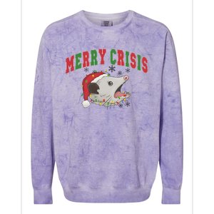 Merry Crisis Opossum Funny Christmas Colorblast Crewneck Sweatshirt