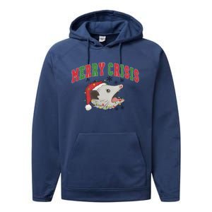 Merry Crisis Opossum Funny Christmas Performance Fleece Hoodie