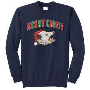 Merry Crisis Opossum Funny Christmas Tall Sweatshirt