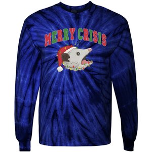 Merry Crisis Opossum Funny Christmas Tie-Dye Long Sleeve Shirt