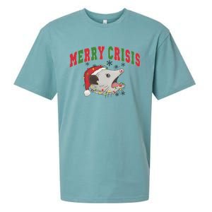 Merry Crisis Opossum Funny Christmas Sueded Cloud Jersey T-Shirt