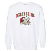 Merry Crisis Opossum Funny Christmas Garment-Dyed Sweatshirt