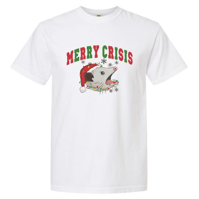 Merry Crisis Opossum Funny Christmas Garment-Dyed Heavyweight T-Shirt