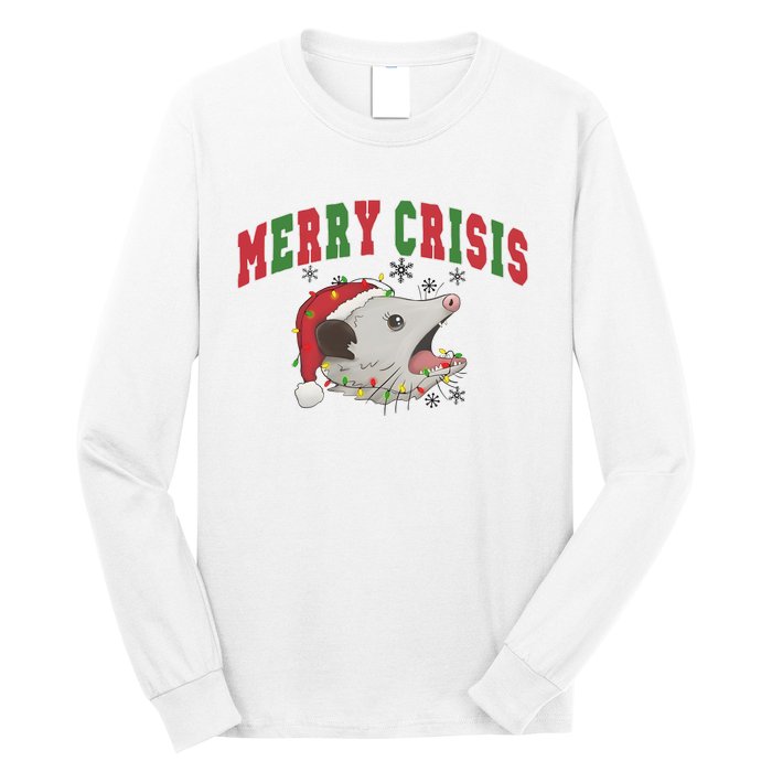 Merry Crisis Opossum Funny Christmas Long Sleeve Shirt