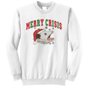 Merry Crisis Opossum Funny Christmas Sweatshirt