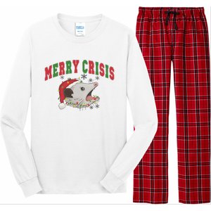 Merry Crisis Opossum Funny Christmas Long Sleeve Pajama Set