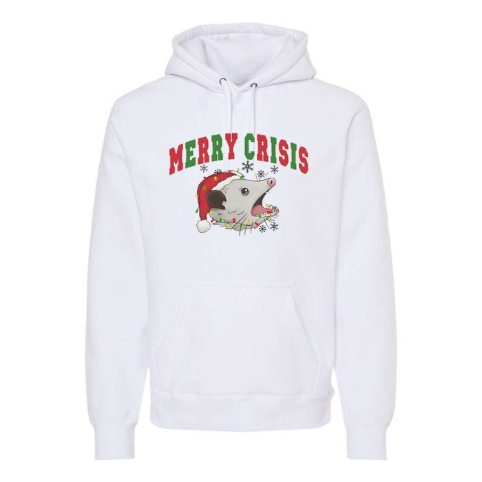 Merry Crisis Opossum Funny Christmas Premium Hoodie