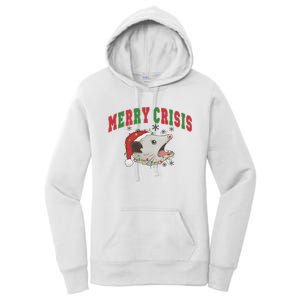 Merry Crisis Opossum Funny Christmas Women's Pullover Hoodie