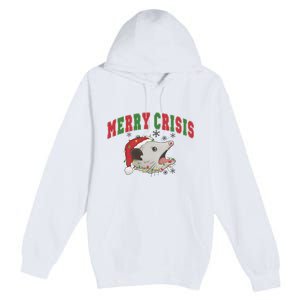 Merry Crisis Opossum Funny Christmas Premium Pullover Hoodie