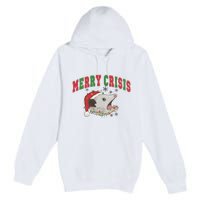 Merry Crisis Opossum Funny Christmas Premium Pullover Hoodie