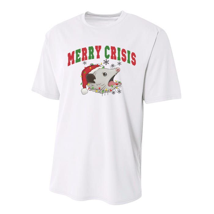 Merry Crisis Opossum Funny Christmas Performance Sprint T-Shirt