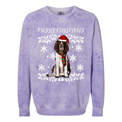 Merry Christmas Ornament English Springer Spaniel Xmas Santa Long Sleeve Colorblast Crewneck Sweatshirt