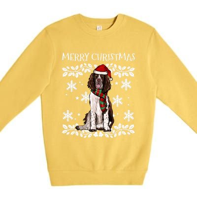 Merry Christmas Ornament English Springer Spaniel Xmas Santa Long Sleeve Premium Crewneck Sweatshirt