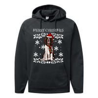 Merry Christmas Ornament English Springer Spaniel Xmas Santa Long Sleeve Performance Fleece Hoodie