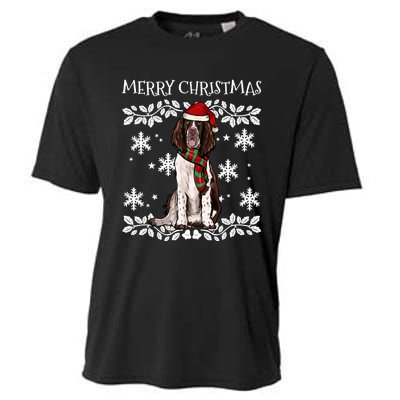 Merry Christmas Ornament English Springer Spaniel Xmas Santa Long Sleeve Cooling Performance Crew T-Shirt