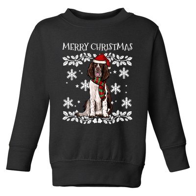 Merry Christmas Ornament English Springer Spaniel Xmas Santa Long Sleeve Toddler Sweatshirt