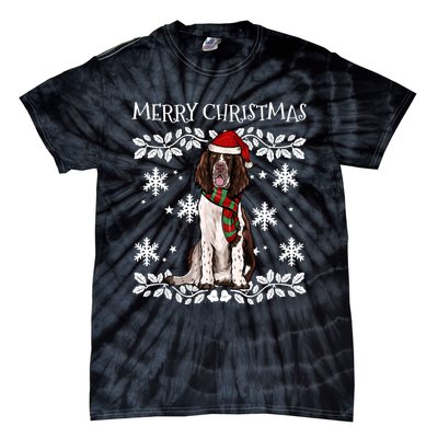 Merry Christmas Ornament English Springer Spaniel Xmas Santa Long Sleeve Tie-Dye T-Shirt