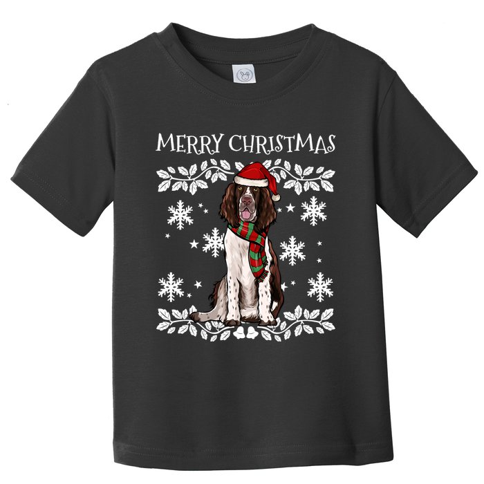 Merry Christmas Ornament English Springer Spaniel Xmas Santa Long Sleeve Toddler T-Shirt