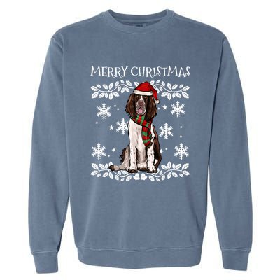 Merry Christmas Ornament English Springer Spaniel Xmas Santa Long Sleeve Garment-Dyed Sweatshirt