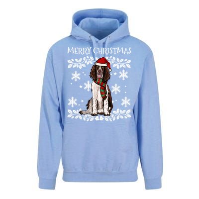 Merry Christmas Ornament English Springer Spaniel Xmas Santa Long Sleeve Unisex Surf Hoodie