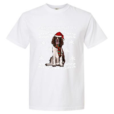 Merry Christmas Ornament English Springer Spaniel Xmas Santa Long Sleeve Garment-Dyed Heavyweight T-Shirt