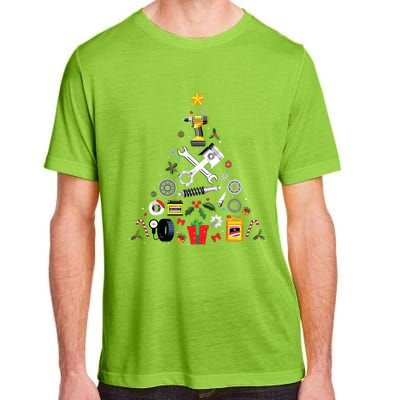 Mechanic Christmas Ornament Tree In Garage Car Mechanic Adult ChromaSoft Performance T-Shirt